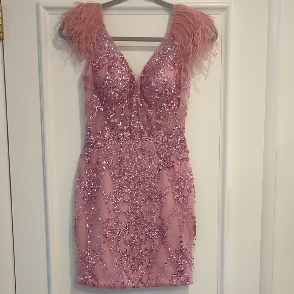 Elegant Pink Sequin Dress by Alyce